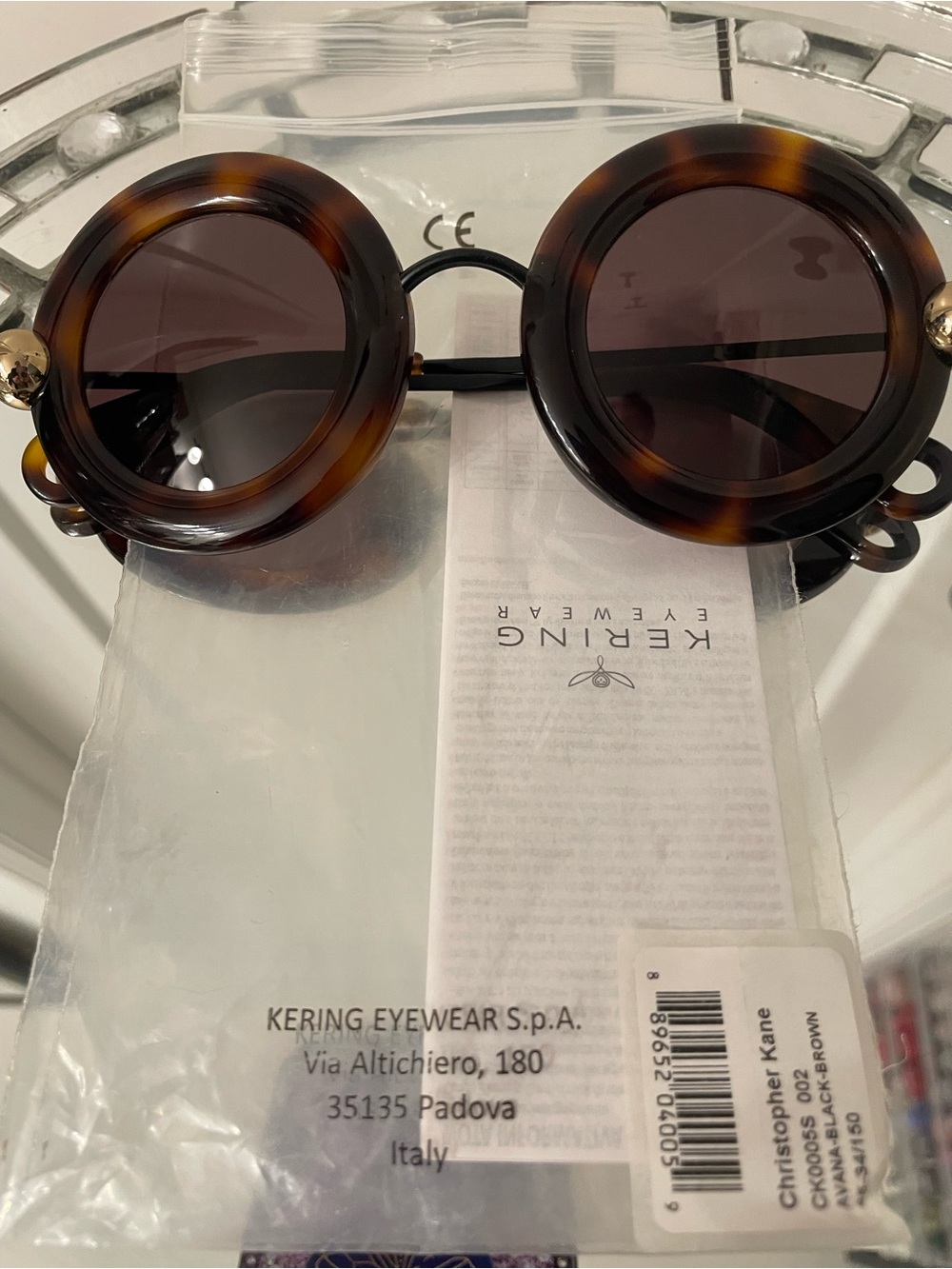 NEW Christopher Kane Sunglasses BROWN Round Tortoise $540 CK0005S AUTH! $540